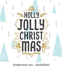 Merry Christmas. Typography. Vector logo, text design. Greeting card.