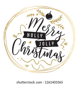 Merry Christmas. Typography. Vector logo, text design. Greeting card.