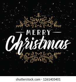 Merry Christmas. Typography. Vector logo, text design. Greeting card.