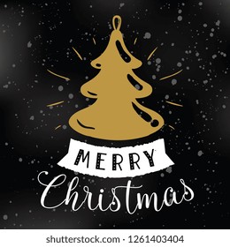 Merry Christmas. Typography. Vector logo, text design. Greeting card.