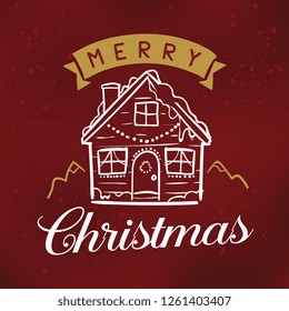 Merry Christmas. Typography. Vector logo, text design. Greeting card.