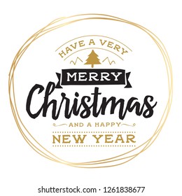 Merry Christmas. Typography. Vector logo, text design. Greeting card.