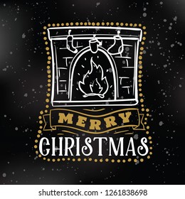 Merry Christmas. Typography. Vector logo, text design. Greeting card.