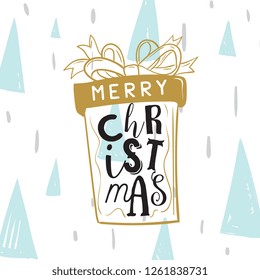 Merry Christmas. Typography. Vector logo, text design. Greeting card.