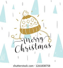 Merry Christmas. Typography. Vector logo, text design. Greeting card.