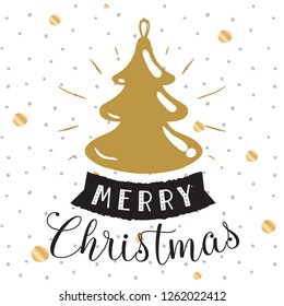 Merry Christmas. Typography. Vector logo, text design. Greeting card.