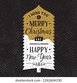 Merry Christmas. Typography. Vector logo, text design. Greeting card.