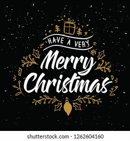 Merry Christmas. Typography. Vector logo, text design. Greeting card.