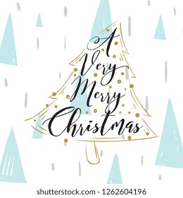 Merry Christmas. Typography. Vector logo, text design. Greeting card.