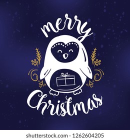 Merry Christmas. Typography. Vector logo, text design. Greeting card.