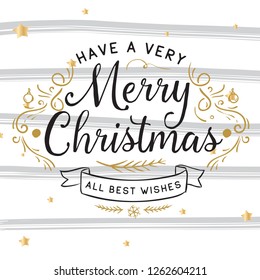 Merry Christmas. Typography. Vector logo, text design. Greeting card.