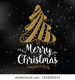 Merry Christmas. Typography. Vector logo, text design. Greeting card.