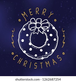Merry Christmas. Typography. Vector logo, text design. Greeting card.