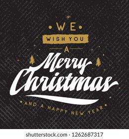 Merry Christmas. Typography. Vector logo, text design. Greeting card.