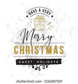 Merry Christmas. Typography. Vector logo, text design. Greeting card.