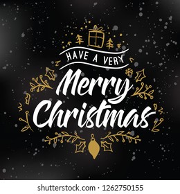 Merry Christmas. Typography. Vector logo, text design. Greeting card.