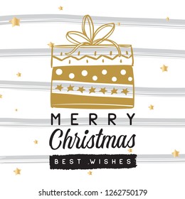 Merry Christmas. Typography. Vector logo, text design. Greeting card.