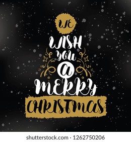 Merry Christmas. Typography. Vector logo, text design. Greeting card.