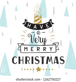 Merry Christmas. Typography. Vector logo, text design. Greeting card.