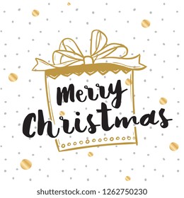 Merry Christmas. Typography. Vector logo, text design. Greeting card.