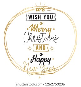 Merry Christmas. Typography. Vector logo, text design. Greeting card.