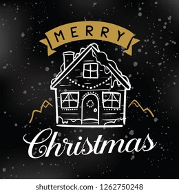 Merry Christmas. Typography. Vector logo, text design. Greeting card.
