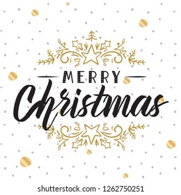 Merry Christmas. Typography. Vector logo, text design. Greeting card.