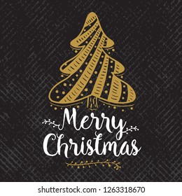 Merry Christmas. Typography. Vector logo, text design. Greeting card.