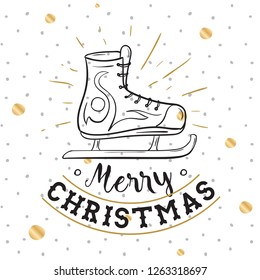 Merry Christmas. Typography. Vector logo, text design. Greeting card.