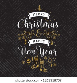 Merry Christmas. Typography. Vector logo, text design. Greeting card.