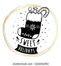 Merry Christmas. Typography. Vector logo, text design. Greeting card.