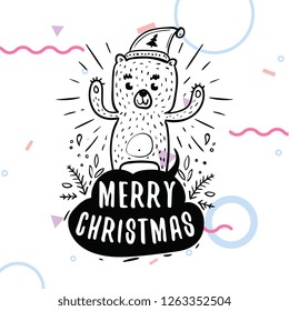 Merry Christmas. Typography. Vector logo, text design. Greeting card.
