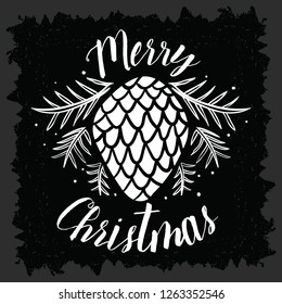 Merry Christmas. Typography. Vector logo, text design. Greeting card.