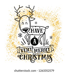 Merry Christmas. Typography. Vector logo, text design. Greeting card.