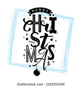 Merry Christmas. Typography. Vector logo, text design. Greeting card.