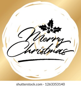 Merry Christmas. Typography. Vector logo, text design. Greeting card.