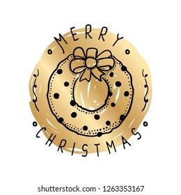 Merry Christmas. Typography. Vector logo, text design. Greeting card.