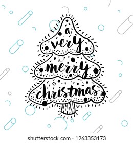 Merry Christmas. Typography. Vector logo, text design. Greeting card.