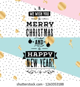 Merry Christmas. Typography. Vector logo, text design. Greeting card.