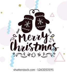 Merry Christmas. Typography. Vector logo, text design. Greeting card.