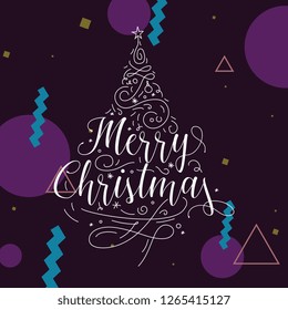 Merry Christmas. Typography. Vector logo, text design. Greeting card.