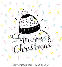 Merry Christmas. Typography. Vector logo, text design. Greeting card.