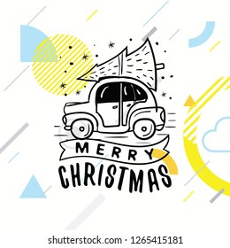Merry Christmas. Typography. Vector logo, text design. Greeting card.