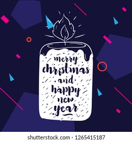 Merry Christmas. Typography. Vector logo, text design. Greeting card.