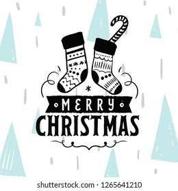Merry Christmas. Typography. Vector logo, text design. Greeting card.