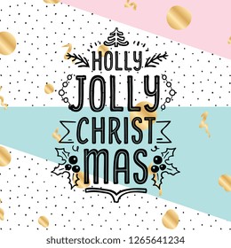 Merry Christmas. Typography. Vector logo, text design. Greeting card.