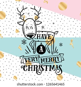 Merry Christmas. Typography. Vector logo, text design. Greeting card.