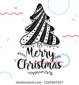 Merry Christmas. Typography. Vector logo, text design. Greeting card.