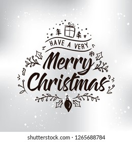 Merry Christmas. Typography. Vector logo, text design. Greeting card.