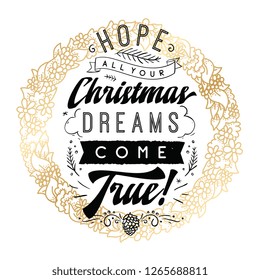Merry Christmas. Typography. Vector logo, text design. Greeting card.